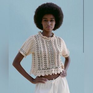 ZARA Italy Crochet Knit Top